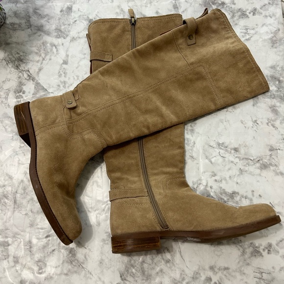 Franco Sarto Coley Riding Beige Used Suede Knee High Side Zip Size 8.5W - Picture 2 of 5